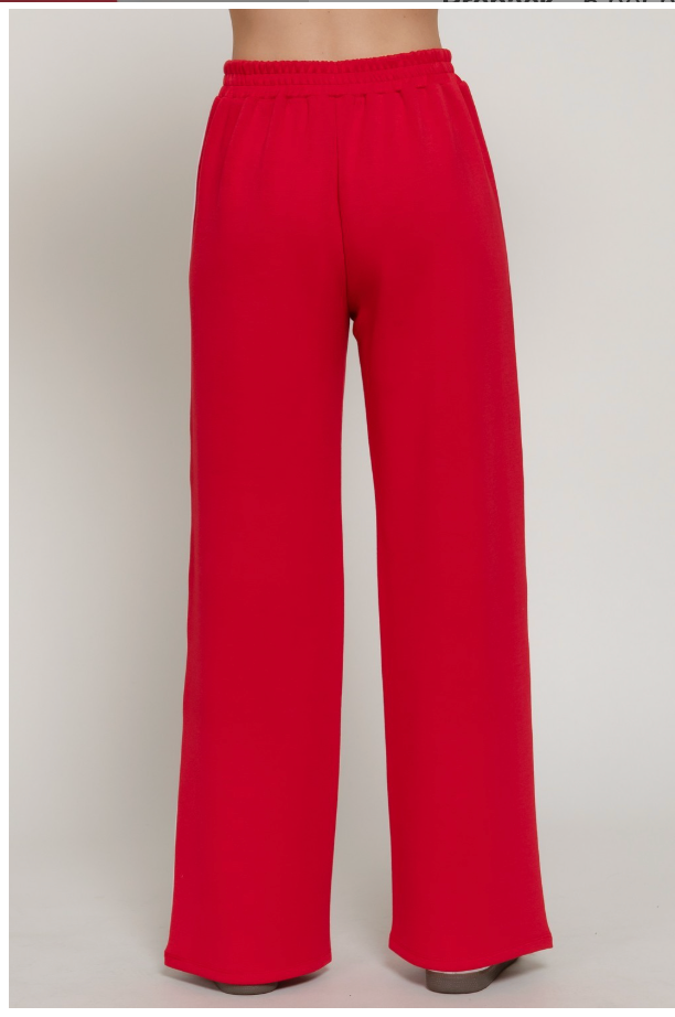 Red Scuba Straight Pants