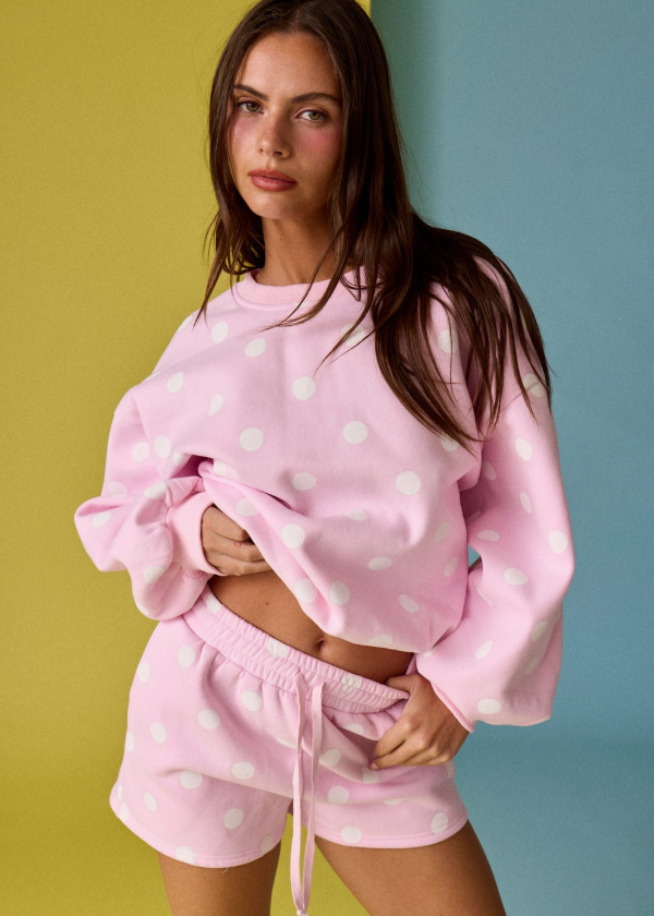 Pink Polka Dot Fleece Set