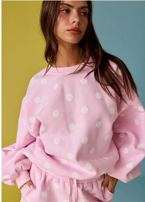Pink Polka Dot Fleece Set