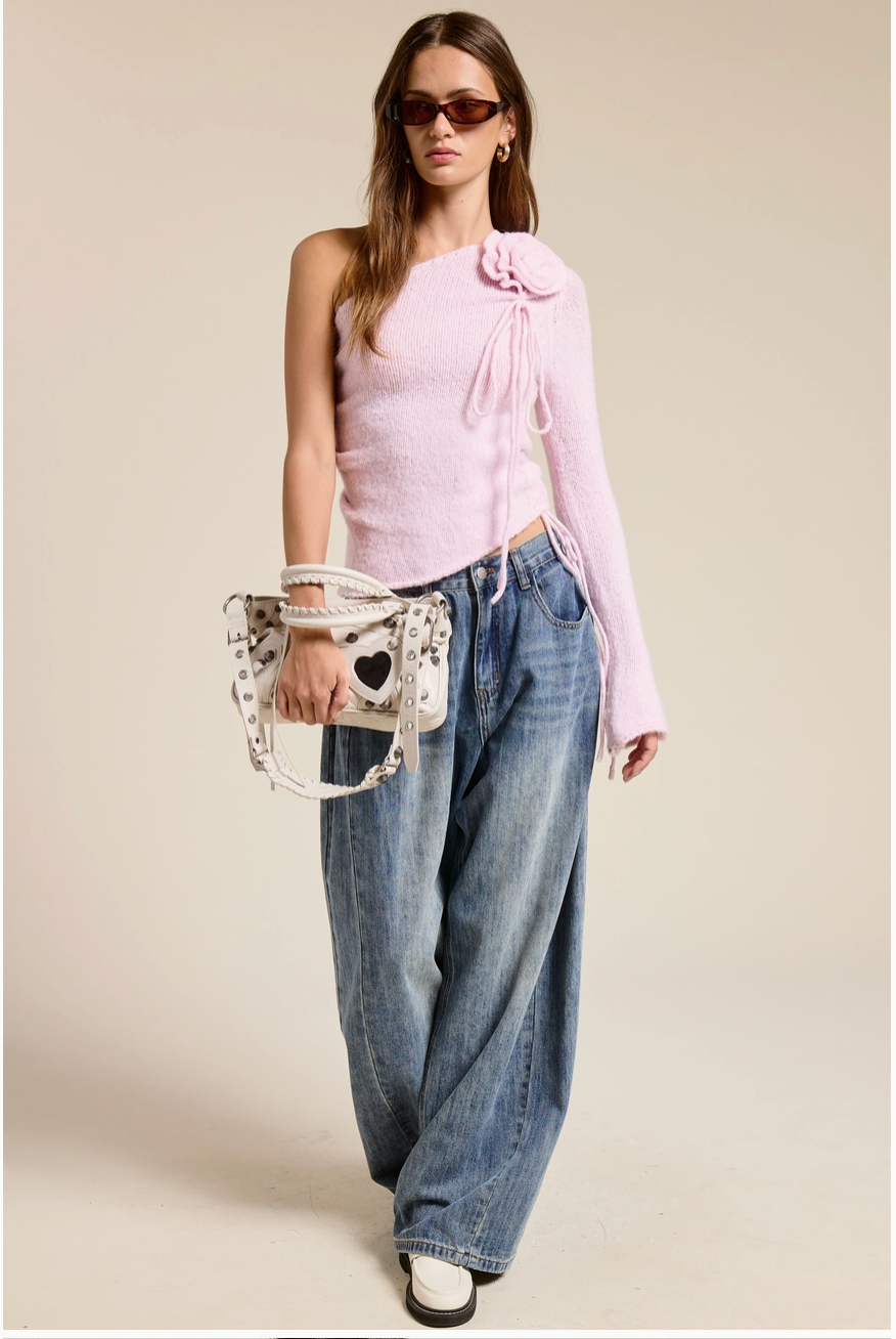 Pink Off-Shoulder Sweater