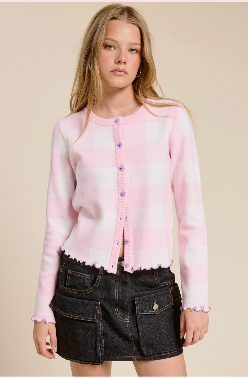 Plaid Pink Cardi