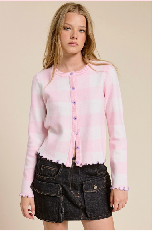 Plaid Pink Cardi