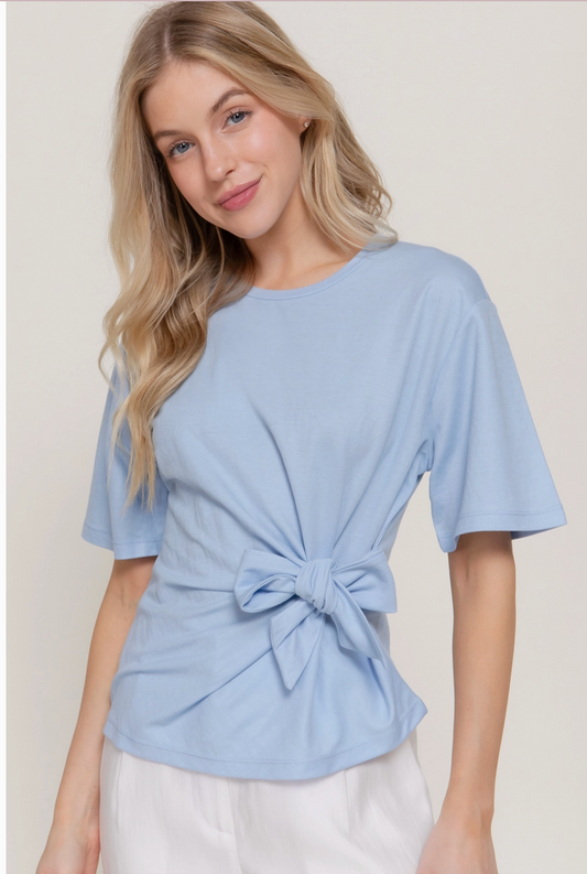 Blue Front Tie Top