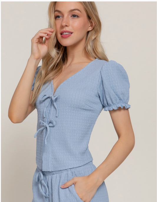 Blue Bow Tie Top