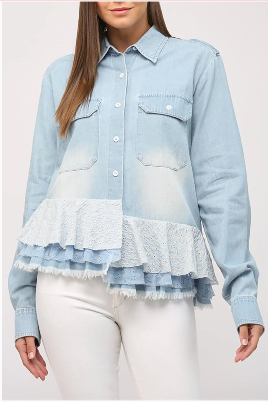 Ruffle Denim Top