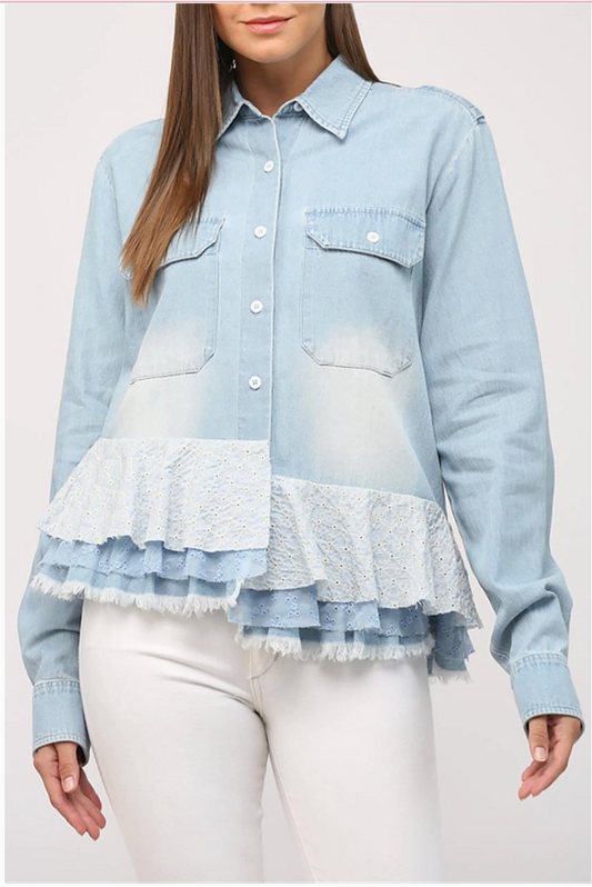 Ruffle Denim Top