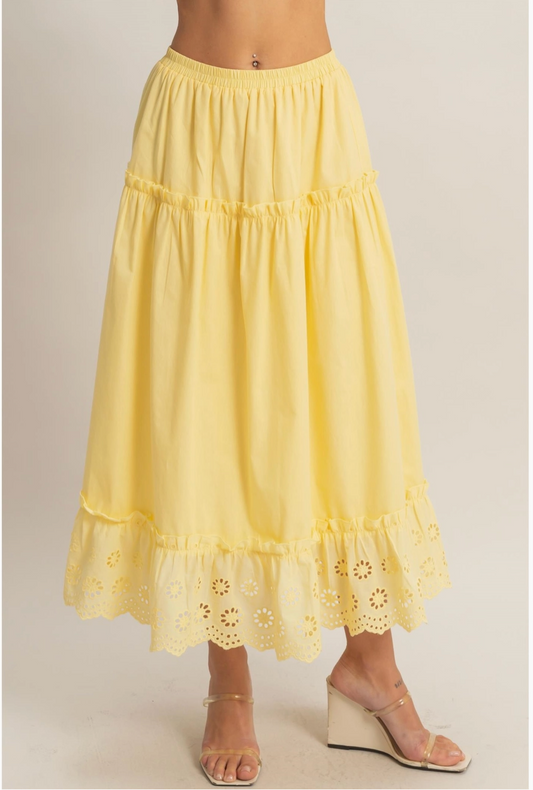 Yellow Eyelet Skirt