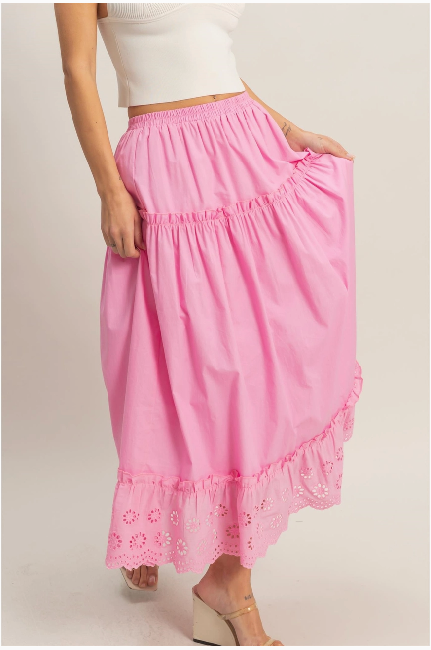 Pink Eyelet Skirt