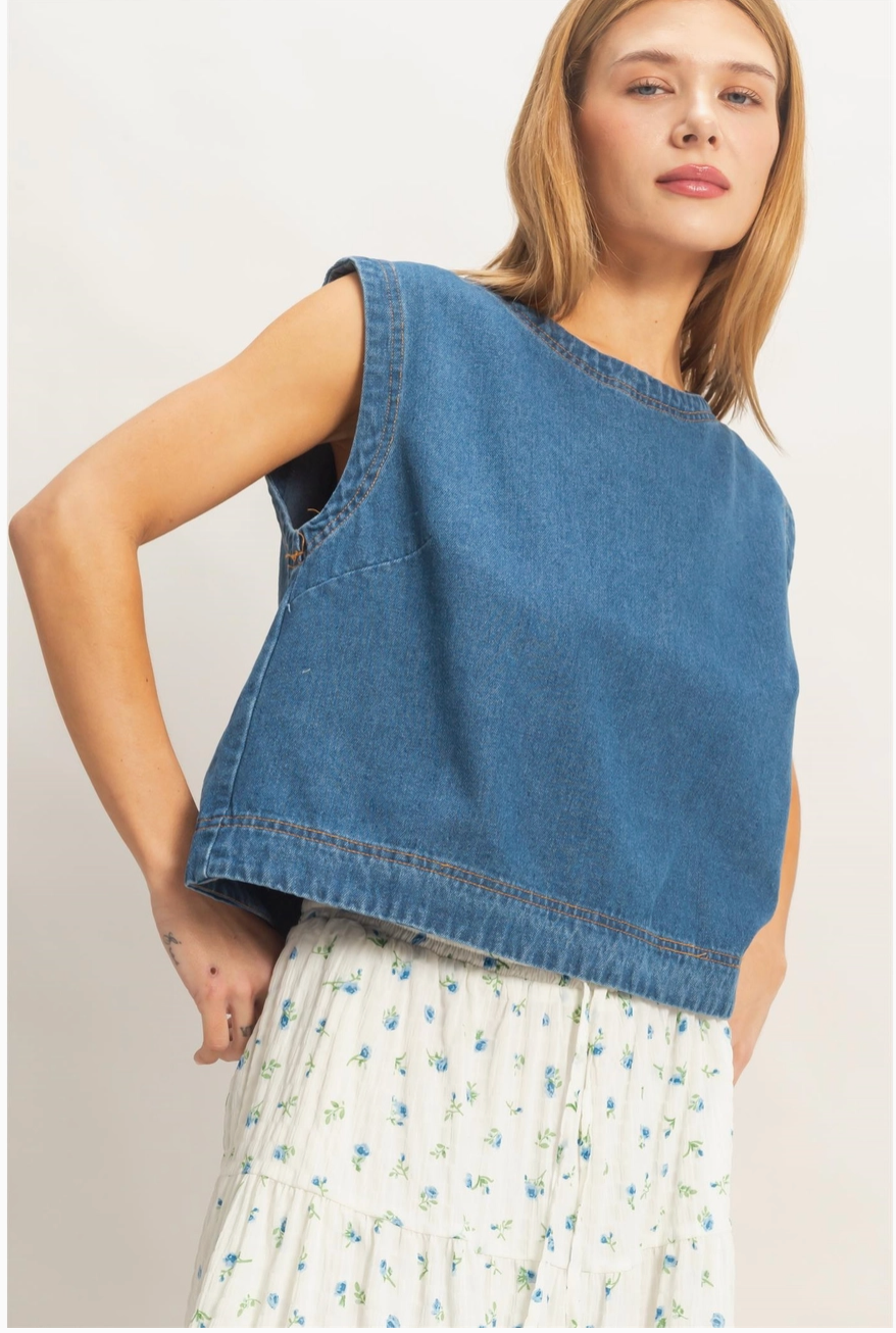 Sleeveless Denim Top