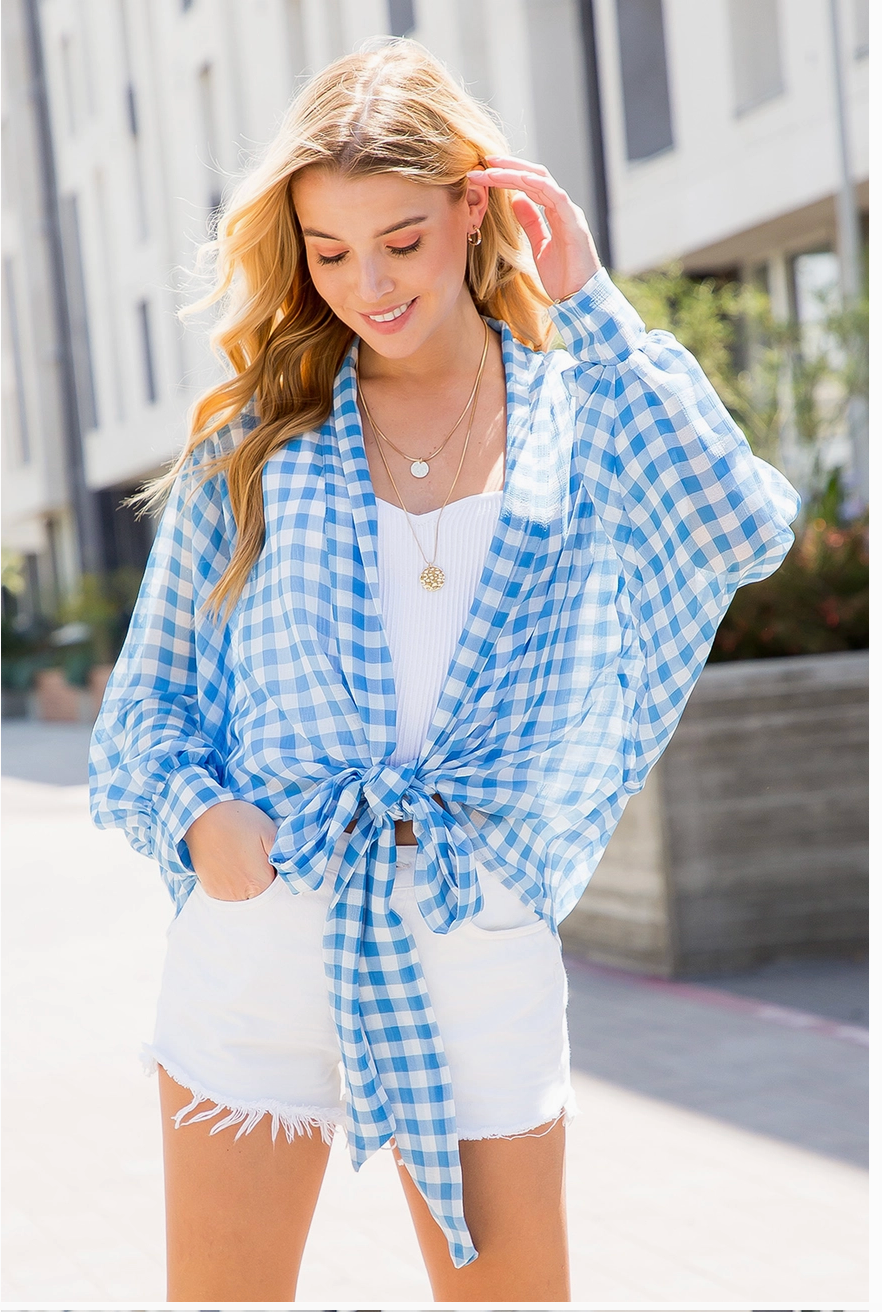 Blue Checkered Kimono