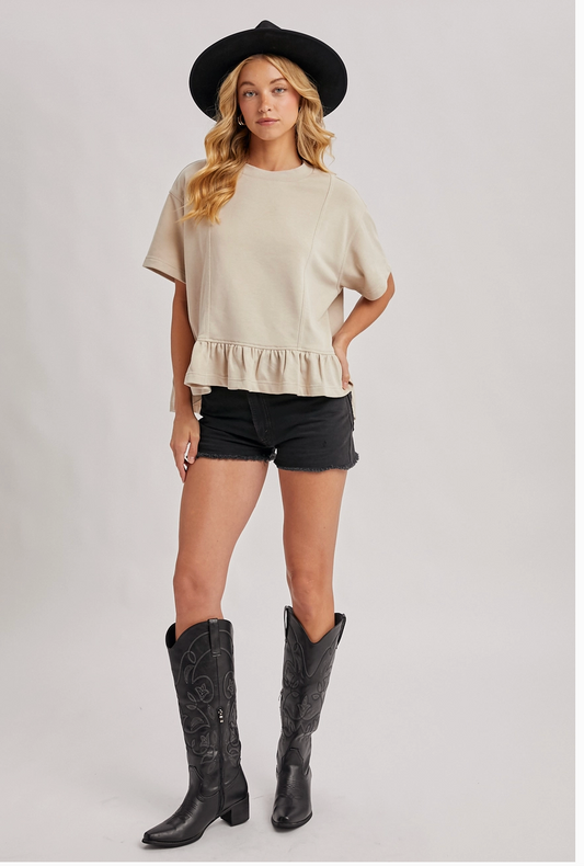 Sand Ruffle Top