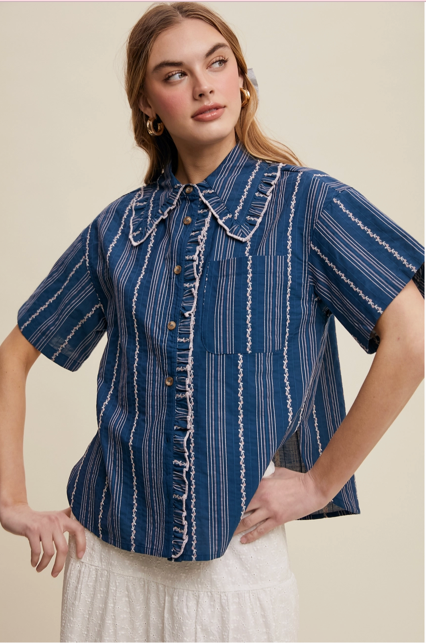 Indigo Embroidered Blouse