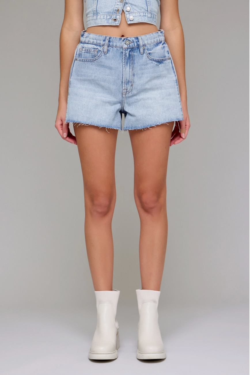 Hidden Light Wash Jean Shorts