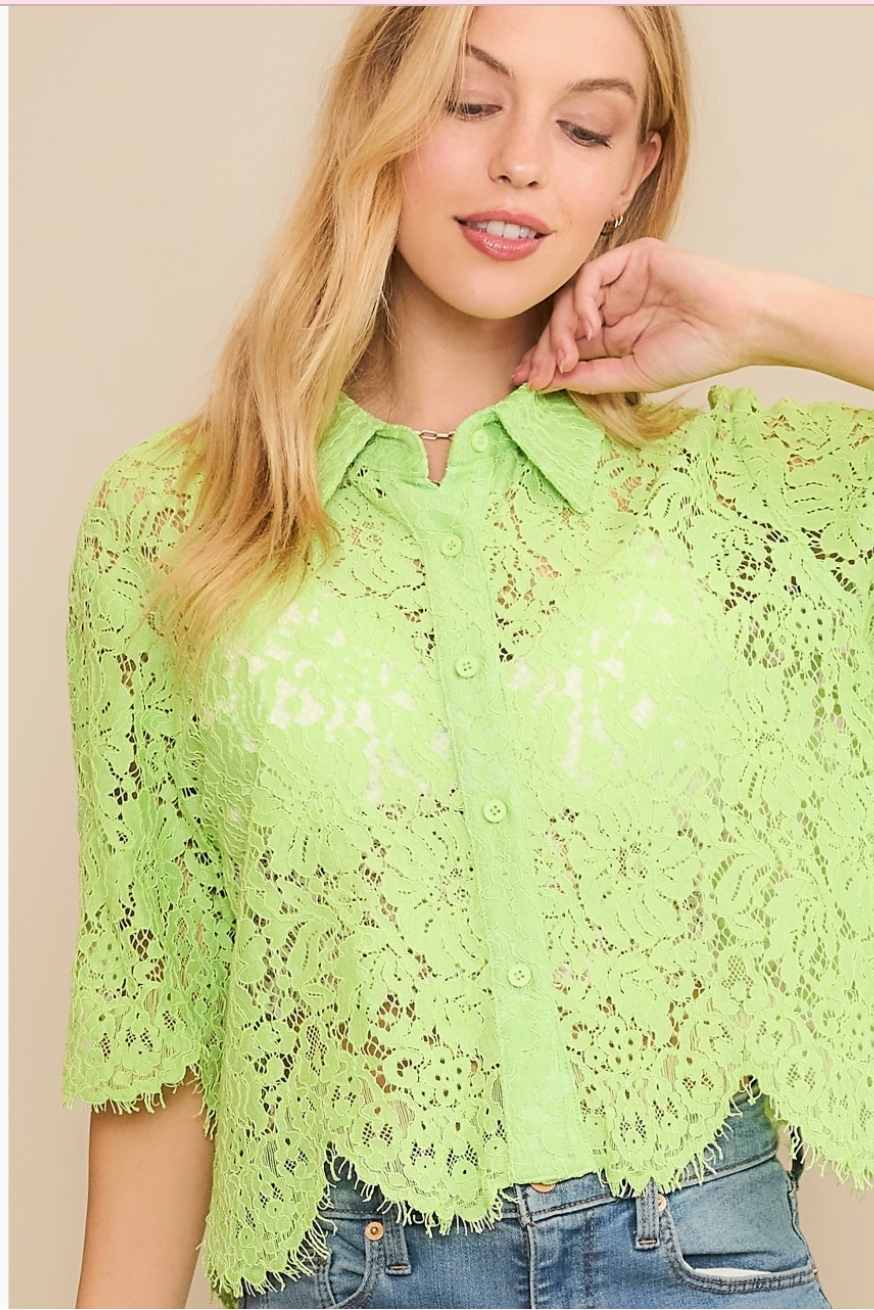 Neon Scallop Lace Top