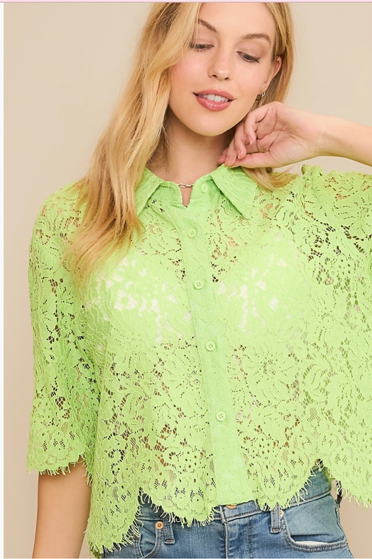 Neon Scallop Lace Top