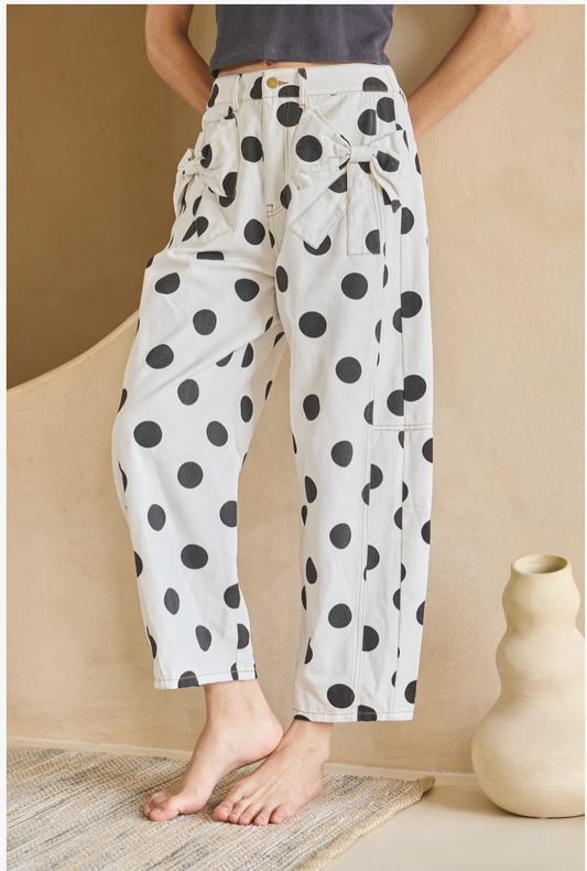 Polka Dot Barrel Pants