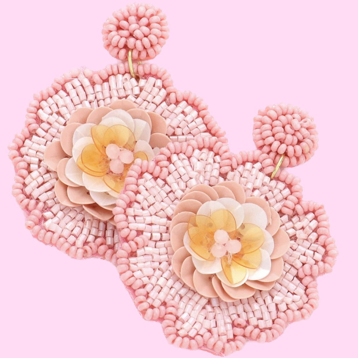 Light Pink Double Flower Earrings